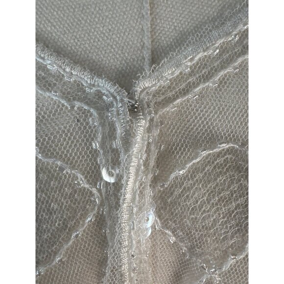 Vintage OS White Beaded Sequin Capelet Bridal Shawl - Picture 11 of 13